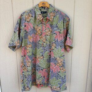 Reyn Spooner Aloha Popover Shirt Men's 2XL Lush Grotto Floral Print Vacation